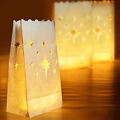 50PCS White Luminary Candle Bags for Wedding Halloween, Christmas