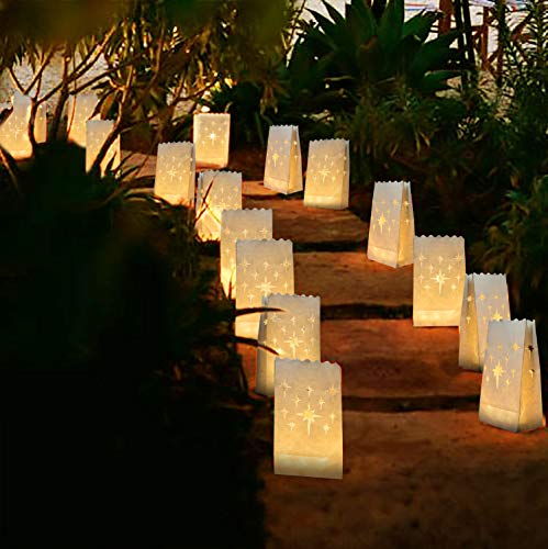 50PCS White Luminary Candle Bags for Wedding Halloween, Christmas