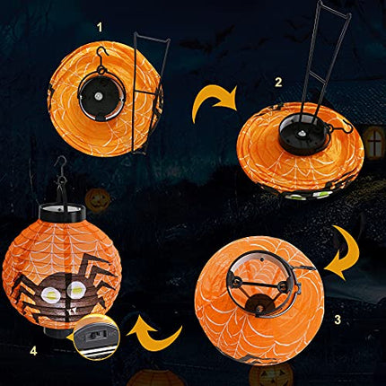 6 Pcs Halloween Paper Lanterns with LED Light for Halloween Decorations