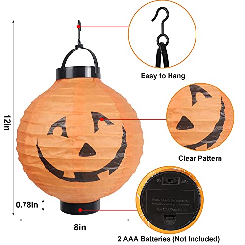 6 Pcs Halloween Paper Lanterns with LED Light for Halloween Decorations