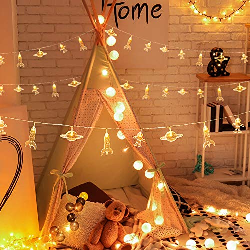 LED String Light Astronaut Spaceship for Kids Birthday Party and Room Decorations