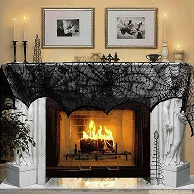 Festive Black Lace Spiderweb for Halloween Decoration