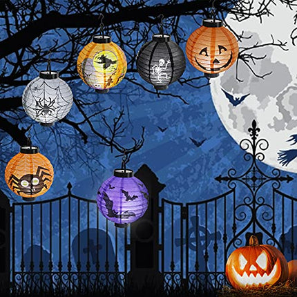 6 Pcs Halloween Paper Lanterns with LED Light for Halloween Decorations