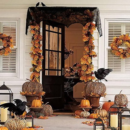 Festive Black Lace Spiderweb for Halloween Decoration